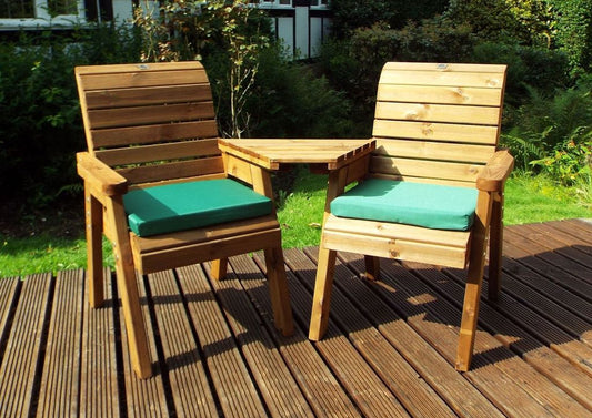 Charles Taylor Trading Twin Companion Set Angled With Green Cushion Brown