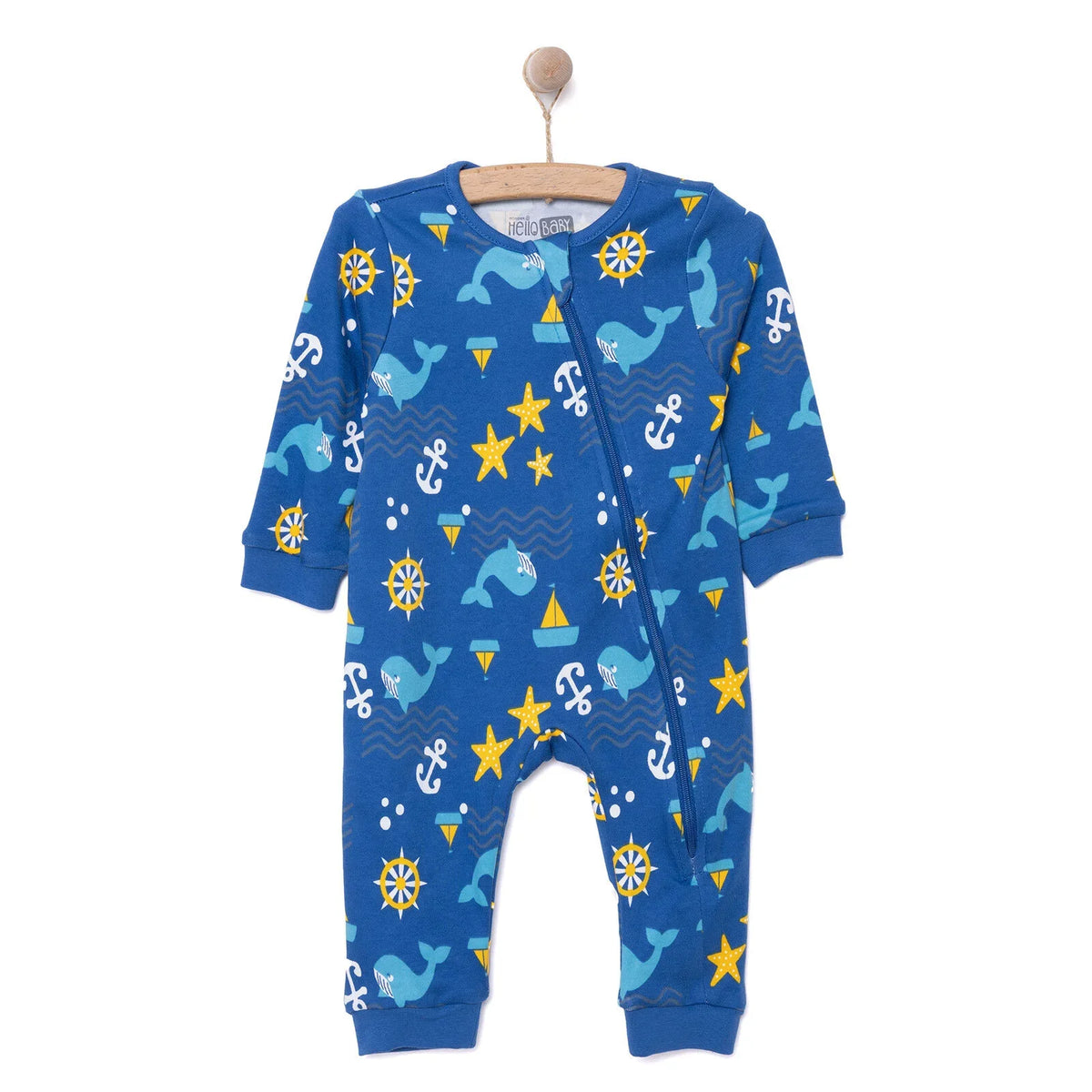 HelloBaby Sea Motif Zip-Up Footless Baby Sleepsuit (6 Months to 3 Years)