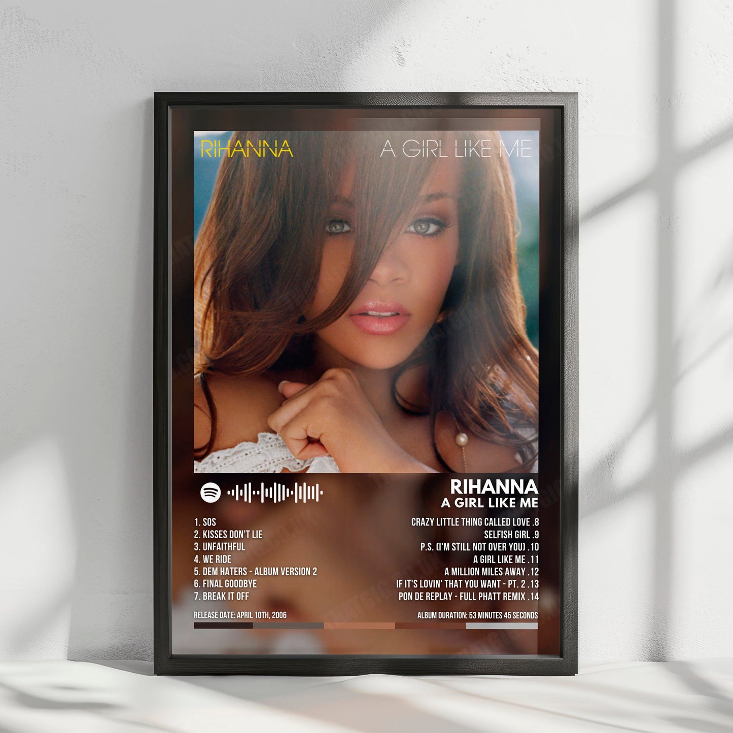 Rihanna "A Girl Like Me" Album Cover Poster - with Complete Tracklist