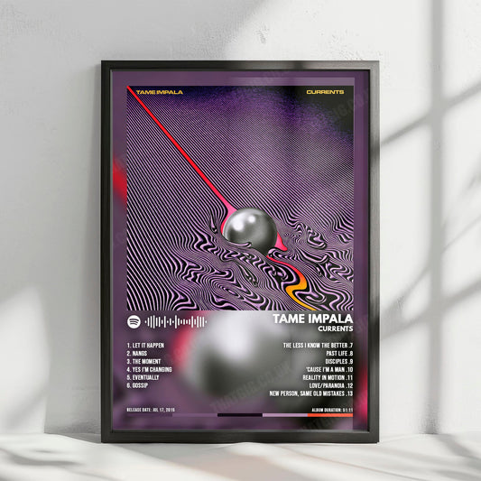 Tame Impala "Currents  " Album Cover Poster - with Complete Tracklist