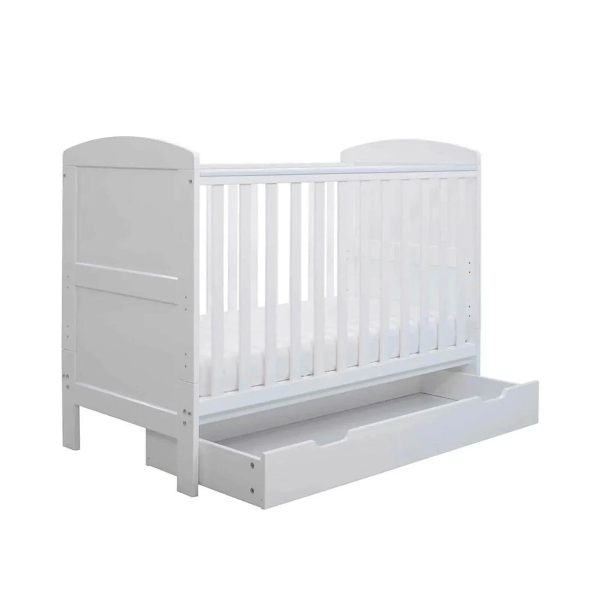 Ickle Bubba Coleby Mini Cot Bed & Under Drawer White - Premium Pocket Sprung Mattress