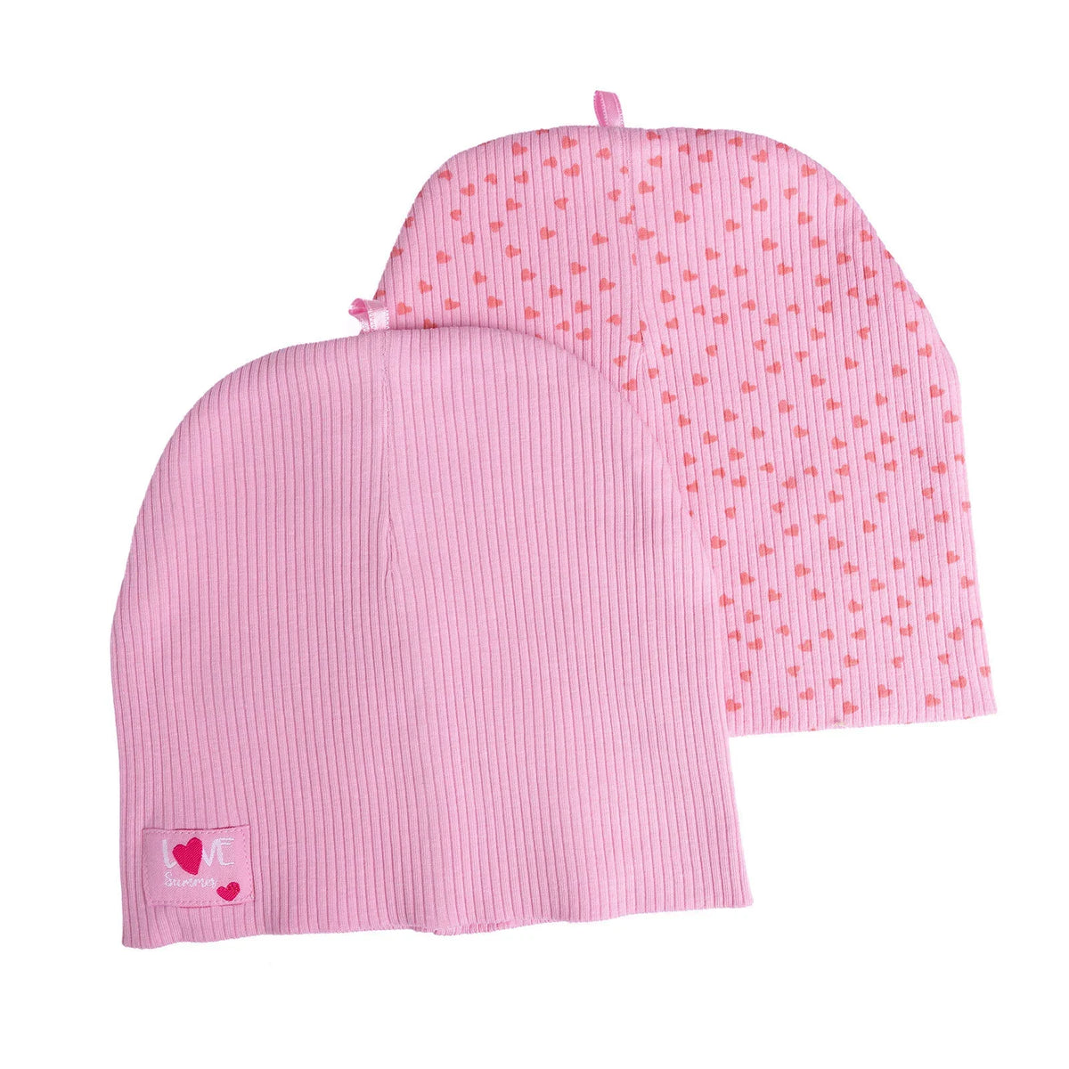 Little Plane 2 Pack Heart Pattern Knitted Baby Beanies (12 Months to 3 Years)
