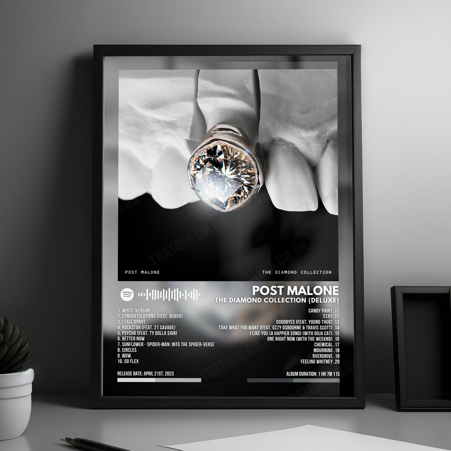 Post Malone "The Diamond Collection (Deluxe)" Album Cover Poster - with Complete Tracklist