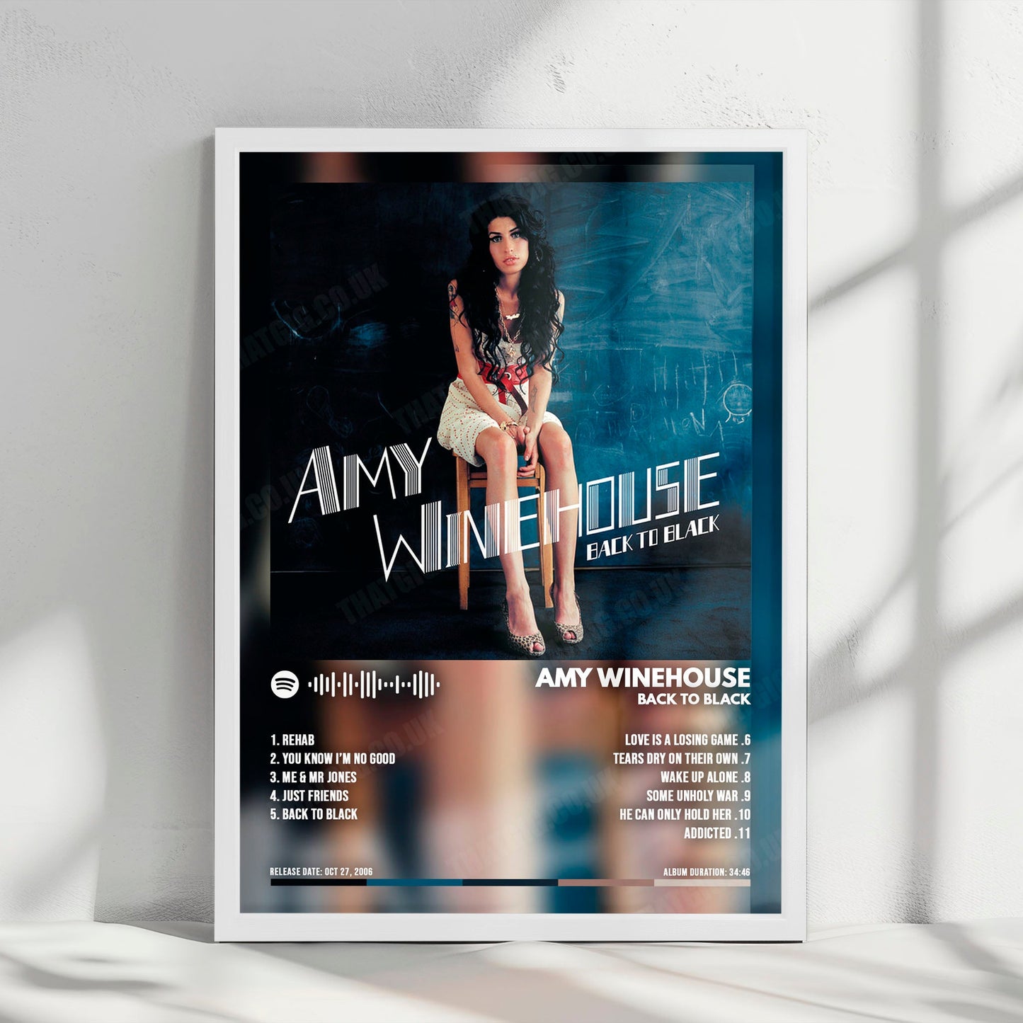 Amy Winehouse "Back to Black  " Album Cover Poster - with Complete Tracklist