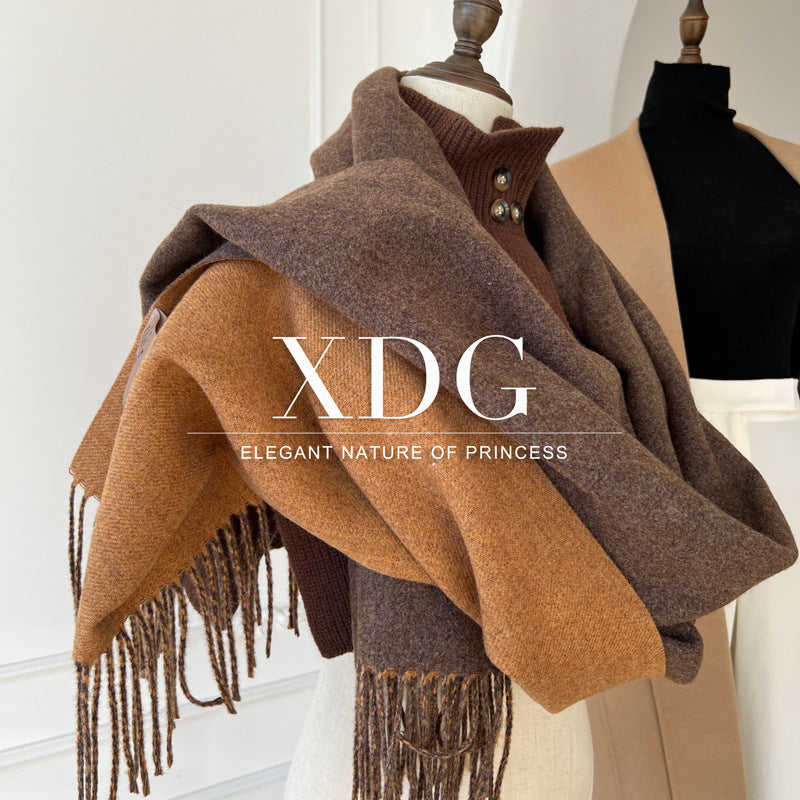 Double-sided Solid-color Scarf For Women