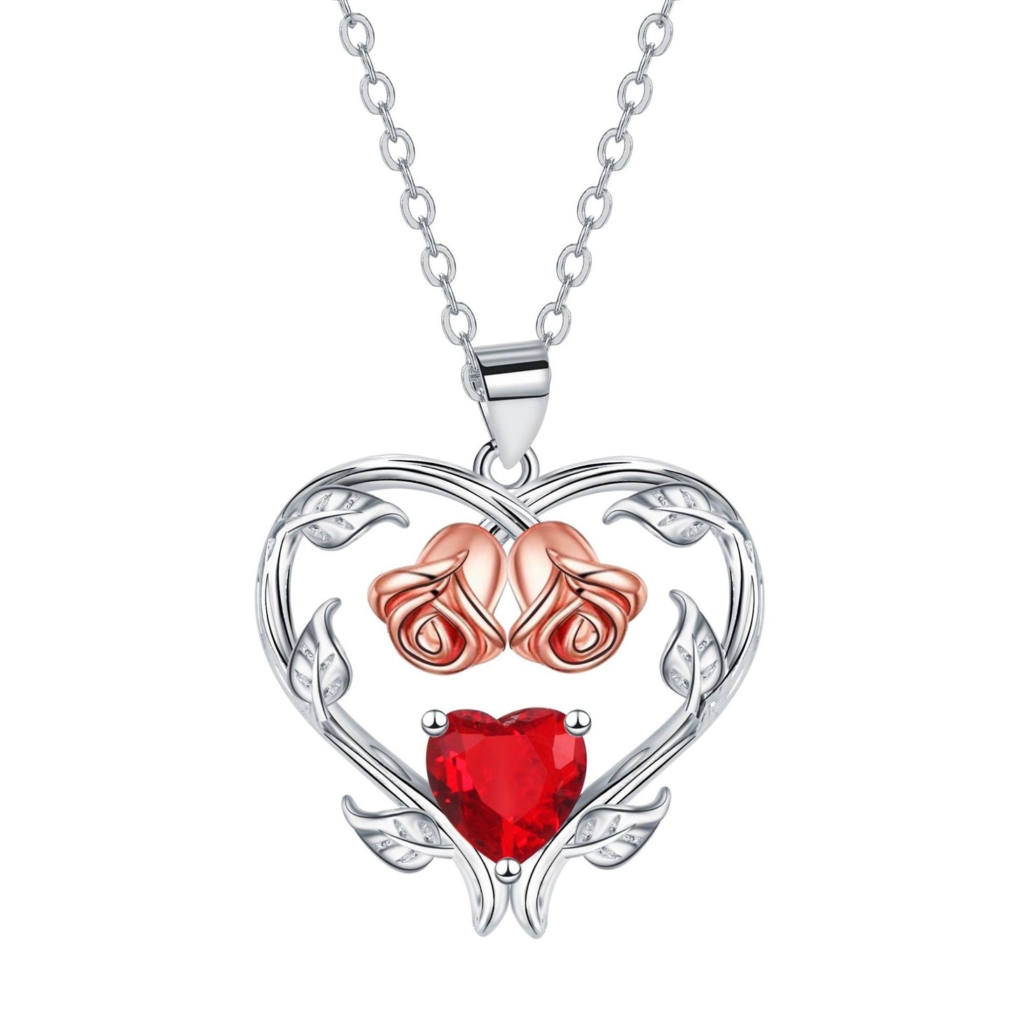 Heart-shaped Rose Pendant Necklace Valentine's Day Gift