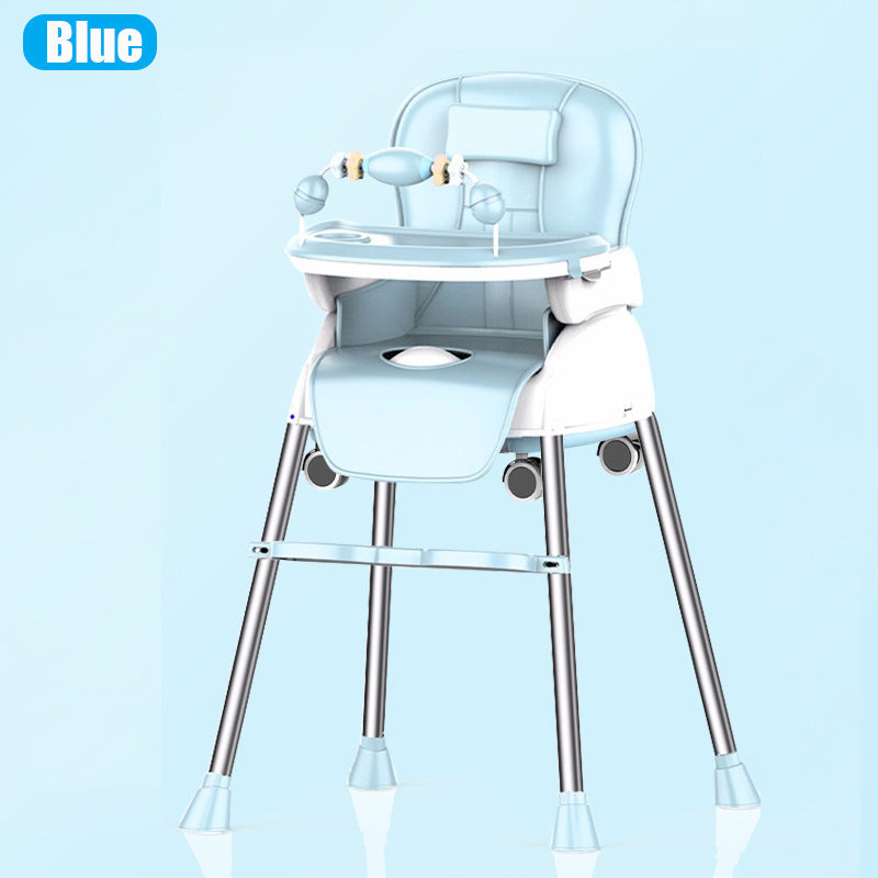 Foldable Baby High Chair - Portable Adjustable Metal Frame Feeding Seat