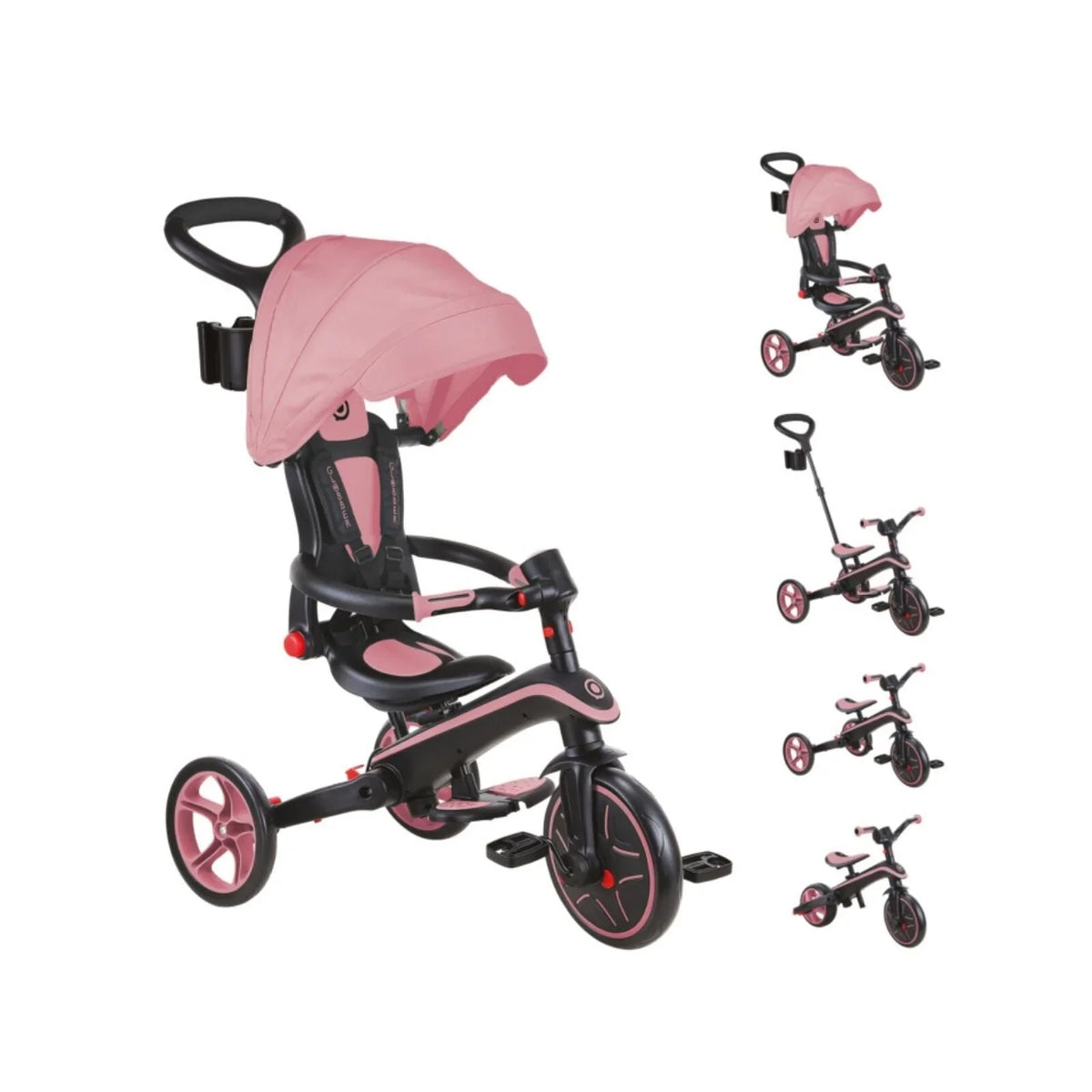 Globber Explorer Foldable 4-in-1 Trike - Deep Pastel Pink