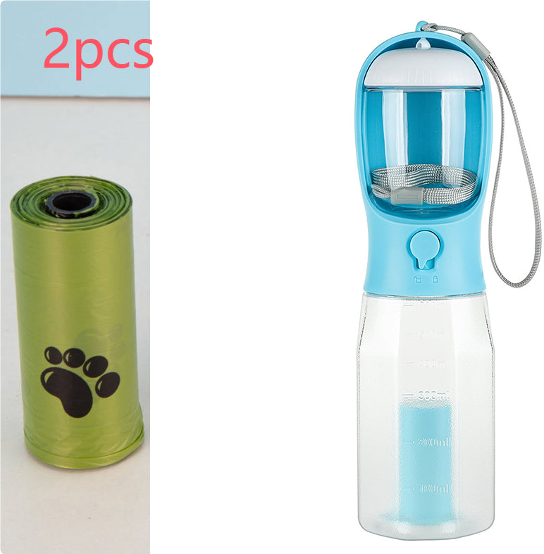 Portable Cat Dog Water Bottle Food Feeder Drinker Poop Dispenser 3 In 1 Leak-proof Multifunctional Dog Water Bottle Pet Products