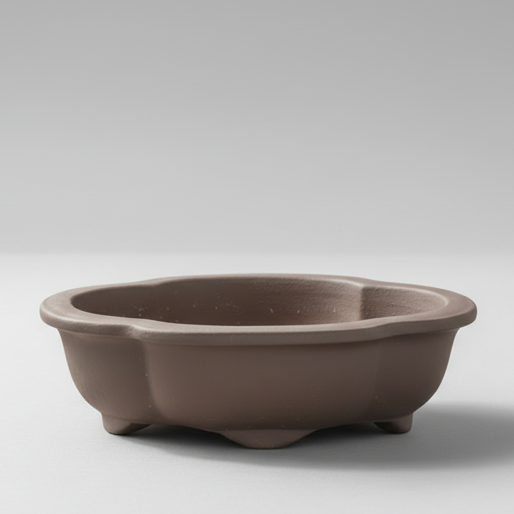 Unglazed Bonsai Pot Floral | 18cm x 15cm x 4cm | YB1122