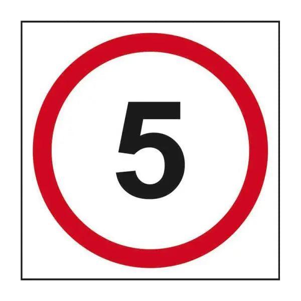 5 Mph Speed Limit Road Sign, 1.2mm Recyclable Polypropylene, W400mm x H400mm
