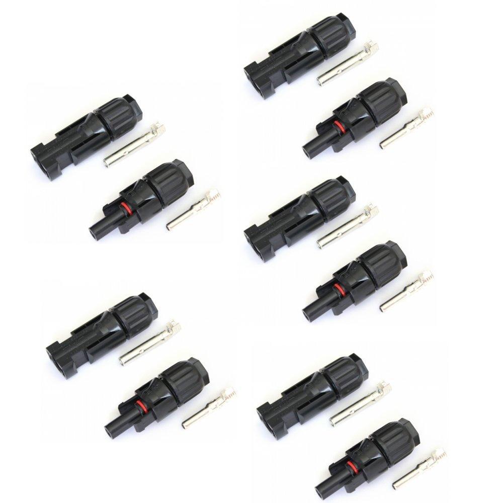 5 Pairs of MC4 compatible connectors for 10mm2 cable, suitable for solar panels, extension leads or photovoltaic systems