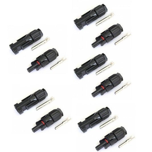 5 Pairs of MC4 compatible connectors for 10mm2 cable, suitable for solar panels, extension leads or photovoltaic systems