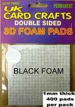 1mm Thick Black Foam Pads X 400 pads per pack - UKCC0019