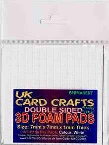 1mm Thick x 7mm x 7mm White Foam Pads 196 Pads Per Pack - UKCC0083