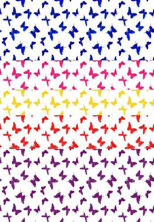 5 x A4 Butterfly Backing Papers - 5 Colours
