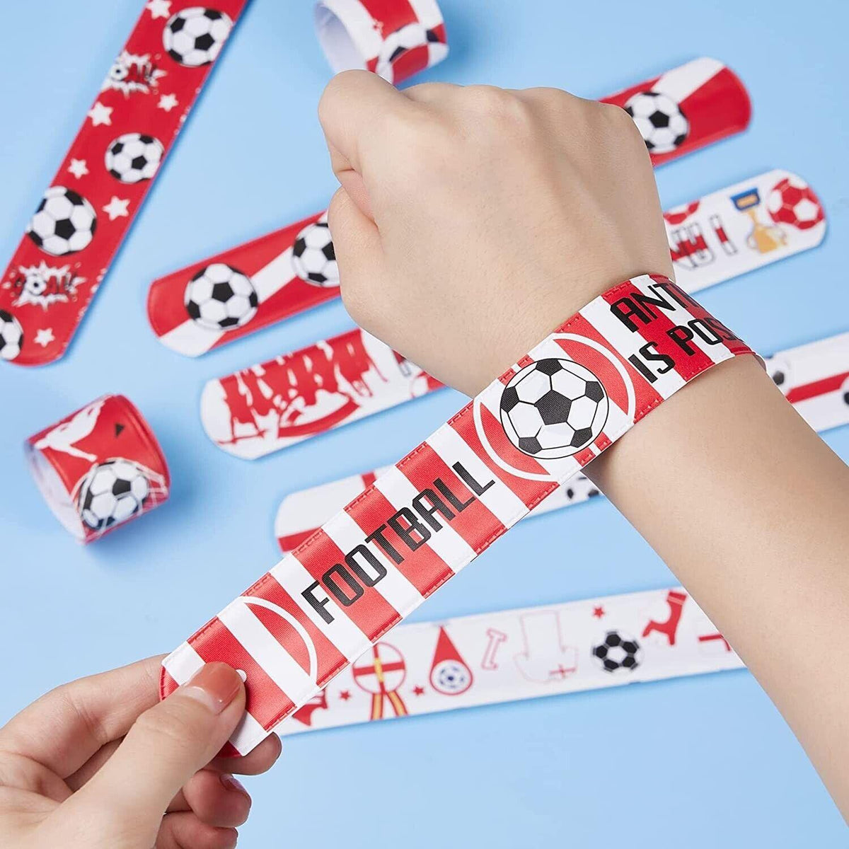 Football Slap Bracelet Set 50pcs Kids Party Bag Fillers Adjustable Bands