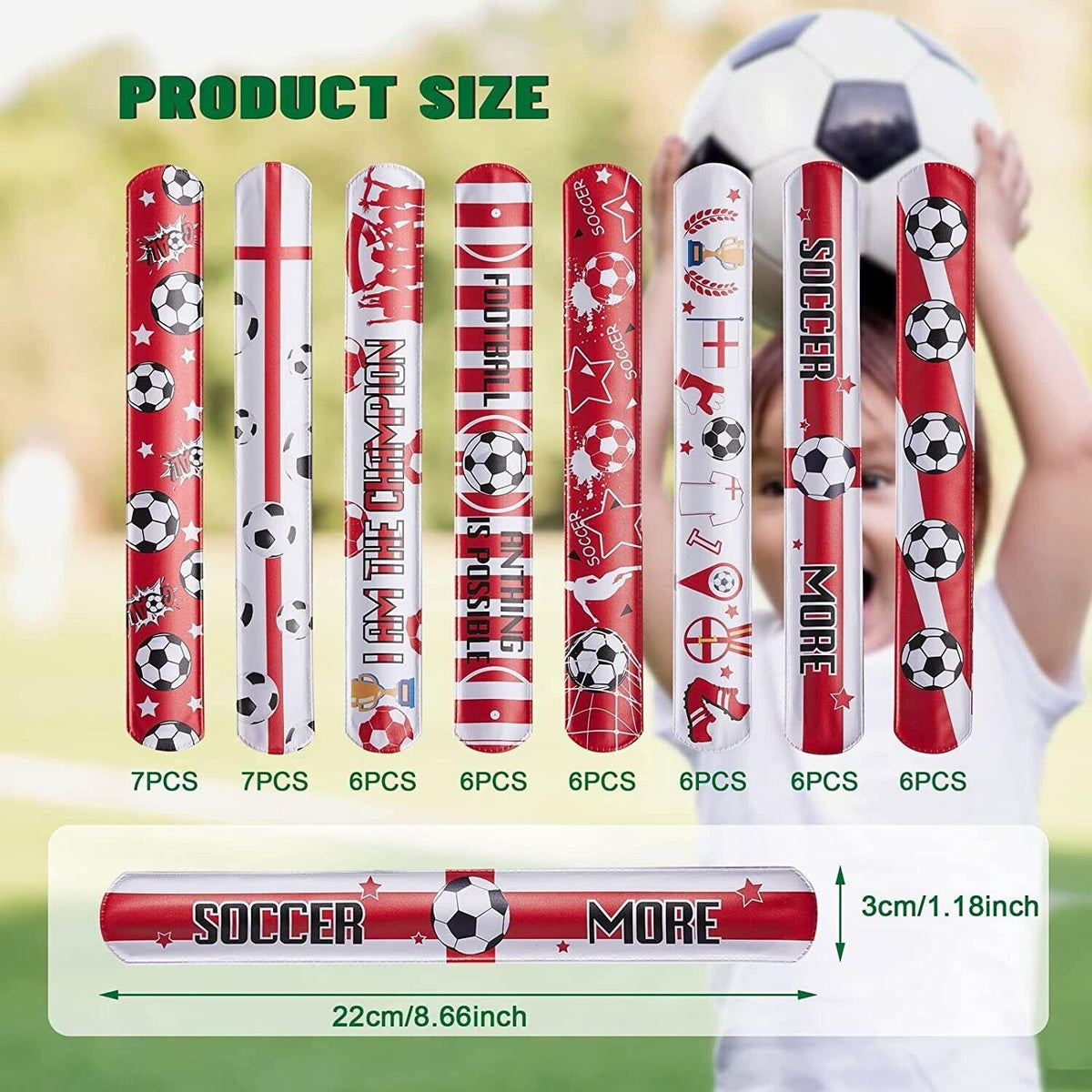 Football Slap Bracelet Set 50pcs Kids Party Bag Fillers Adjustable Bands
