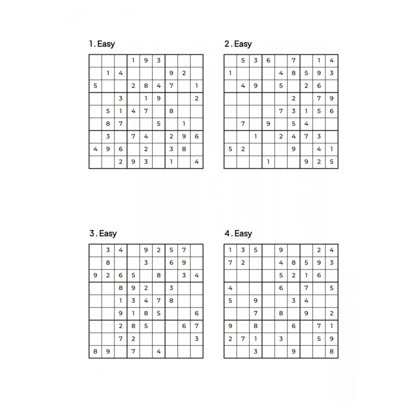 500 EASY Sudoku Puzzles - 4 Per Page - Large Print - Solutions Included