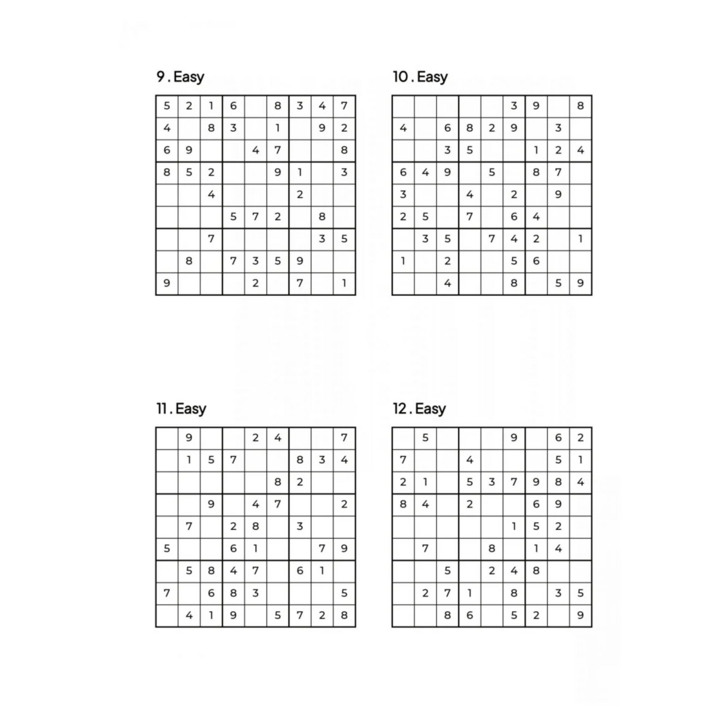 500 EASY Sudoku Puzzles - 4 Per Page - Large Print - Solutions Included