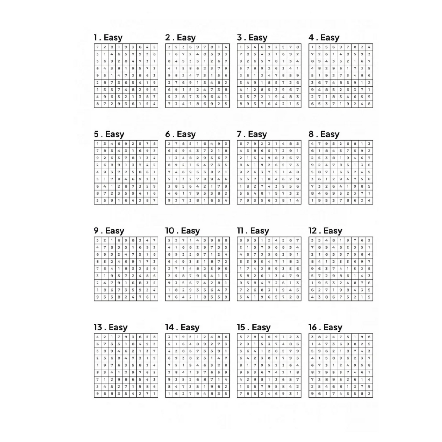500 EASY Sudoku Puzzles - 4 Per Page - Large Print - Solutions Included