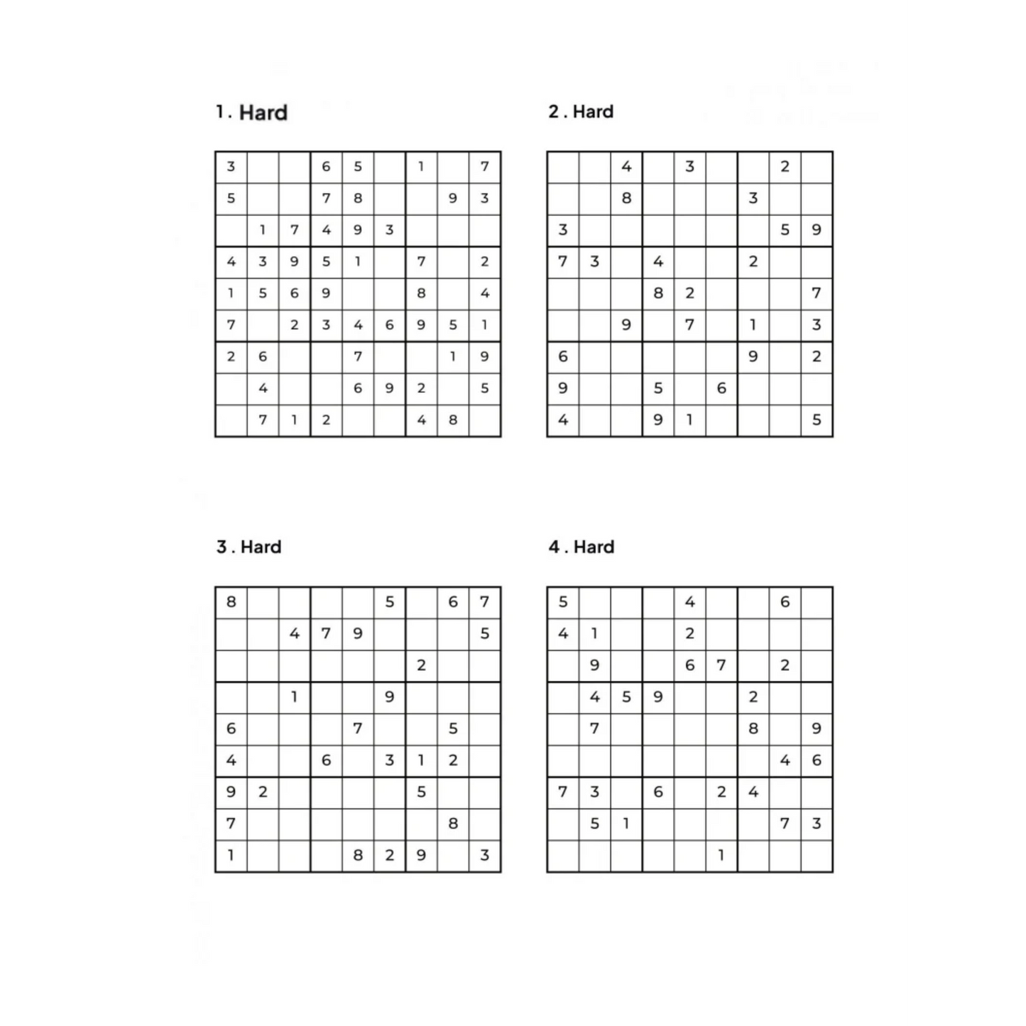 500 HARD Sudoku Puzzles - 4 Per Page - Large Print - Solutions Included
