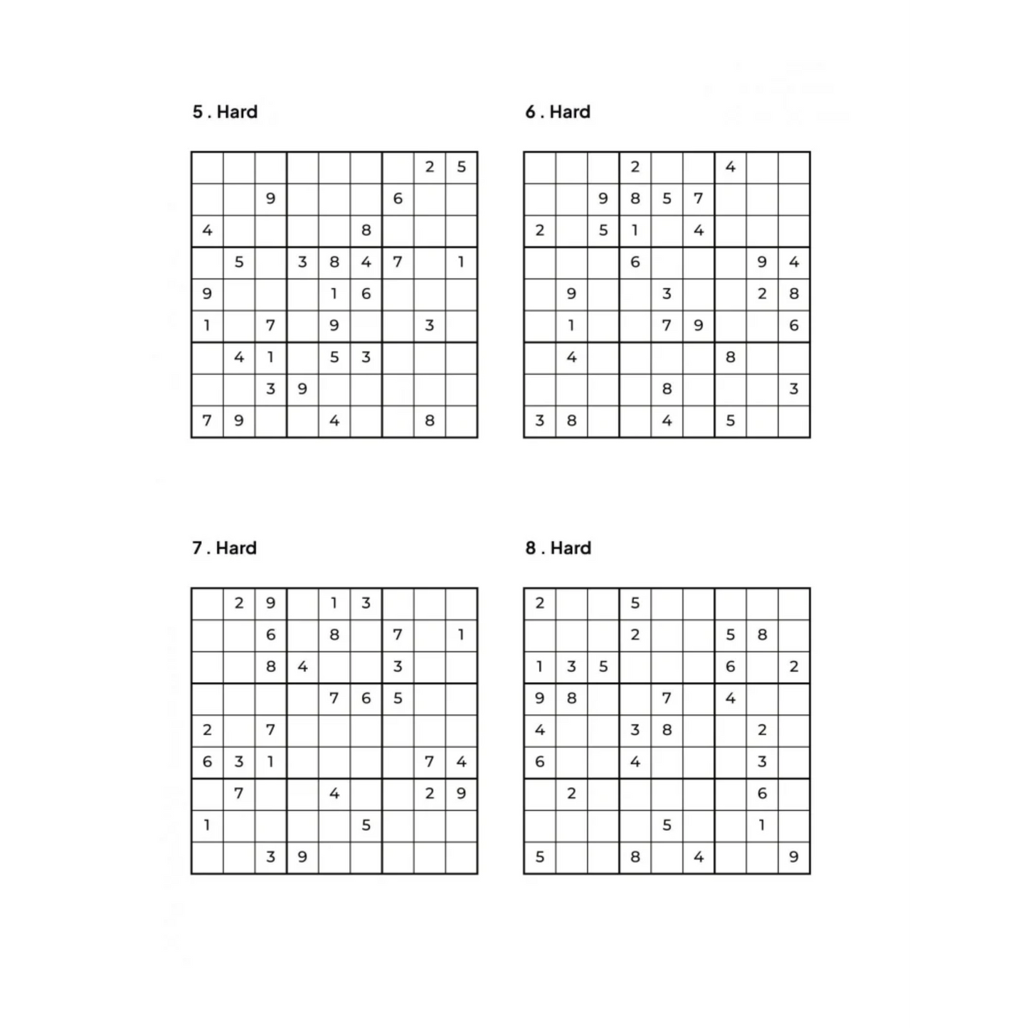 500 HARD Sudoku Puzzles - 4 Per Page - Large Print - Solutions Included