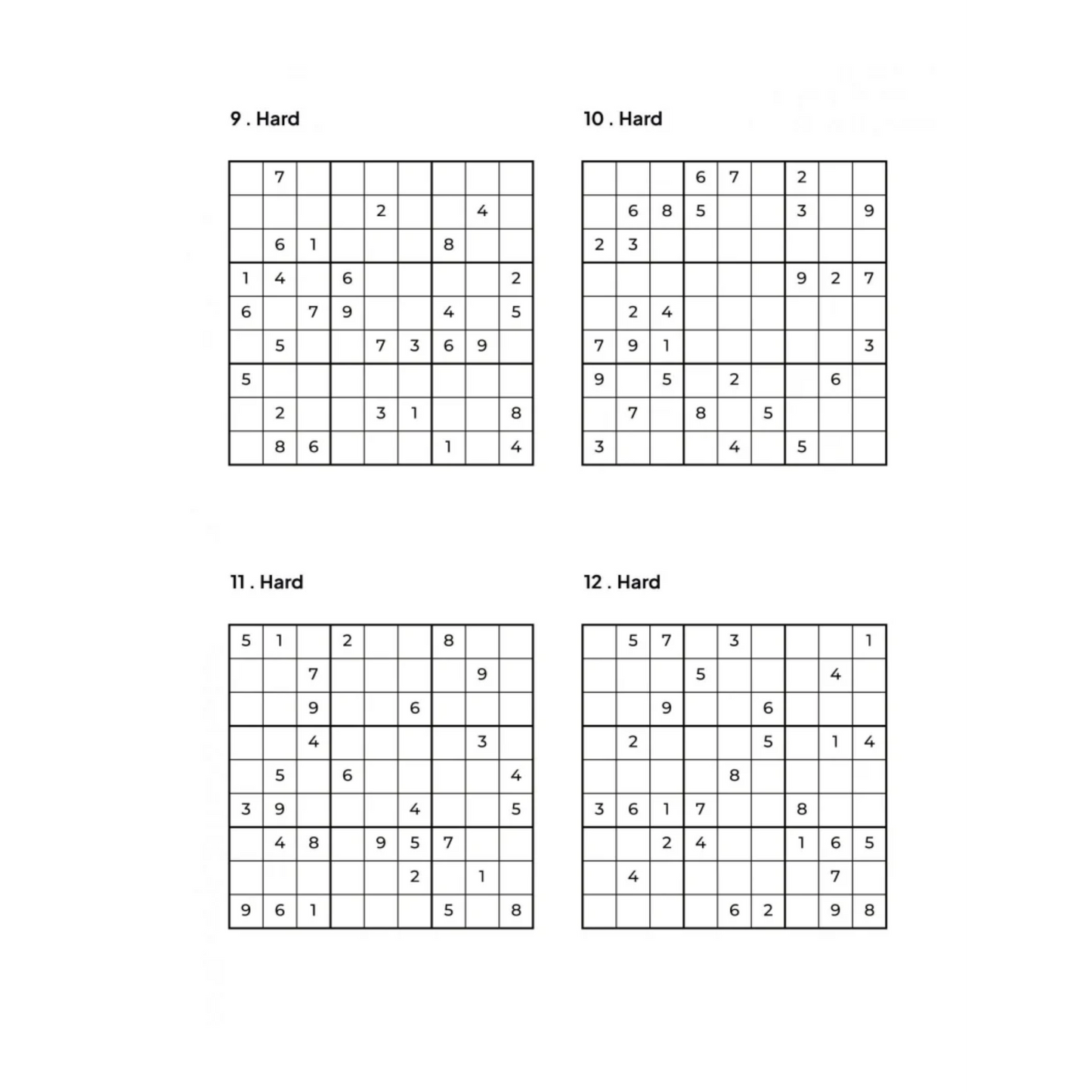 500 HARD Sudoku Puzzles - 4 Per Page - Large Print - Solutions Included