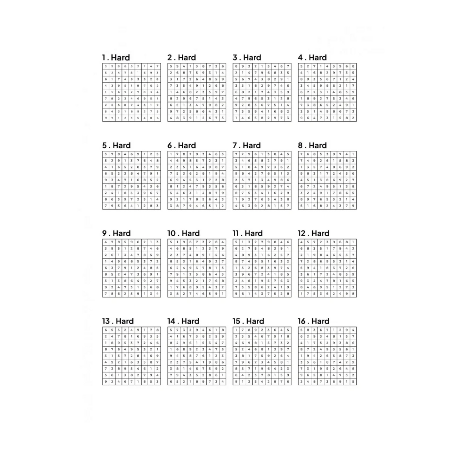 500 HARD Sudoku Puzzles - 4 Per Page - Large Print - Solutions Included