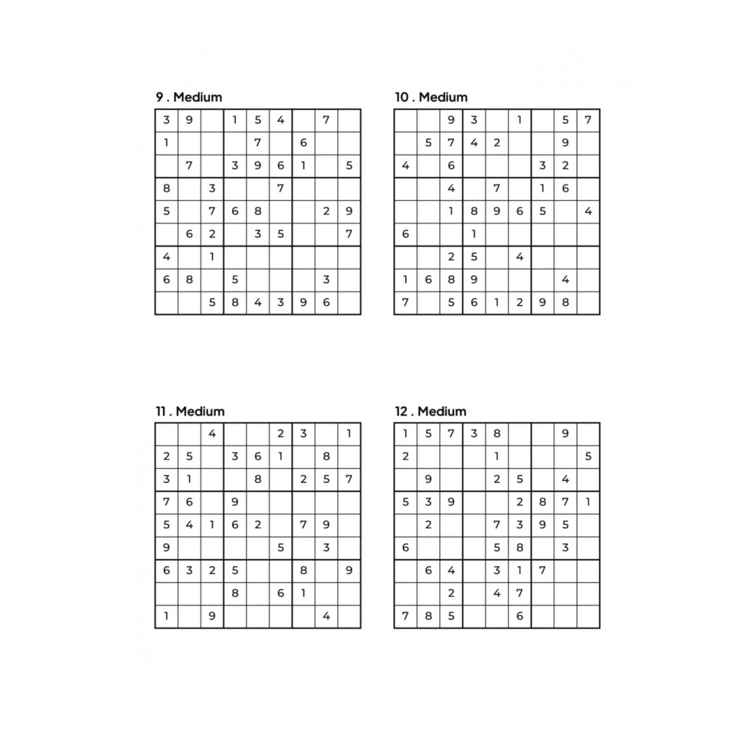 500 MEDIUM Sudoku Puzzles - 4 Per Page - Large Print - Solutions Included