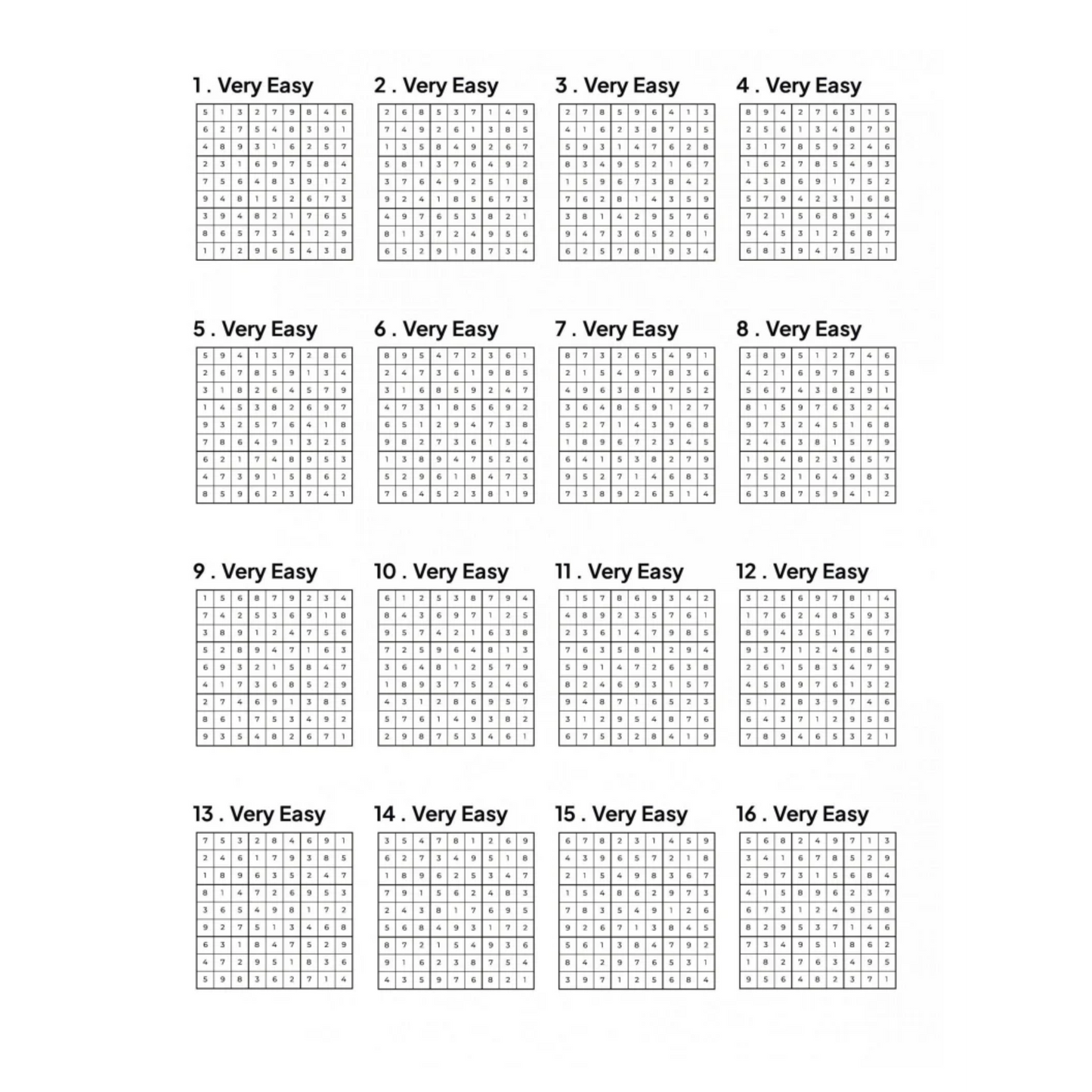 500 VERY EASY Sudoku Puzzles - 4 Per Page - Large Print - Solutions Included