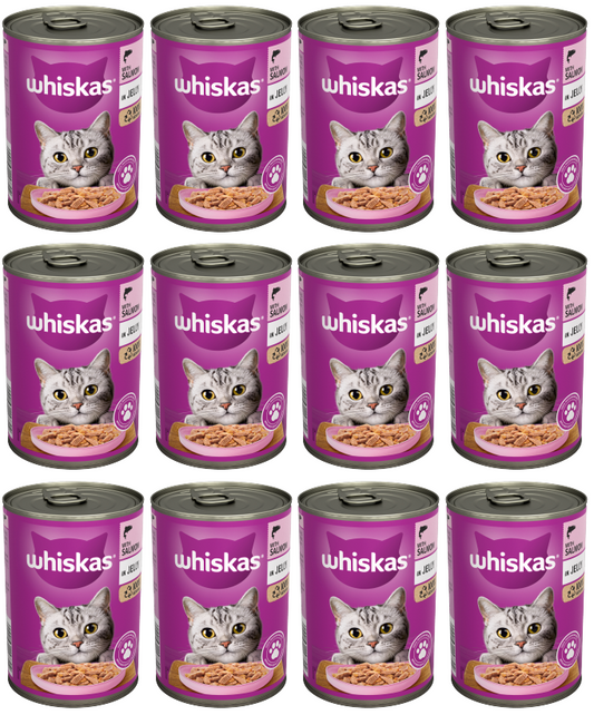 12 x Whiskas Cat Salmon & Jelly  - 400Gm