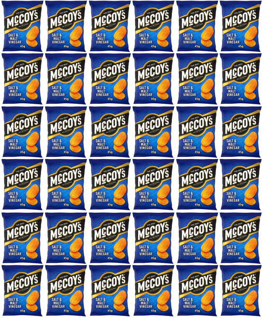 36 x Mccoy's Ridge Cut Salt & Malt Vinegar Flavour Potato Crisps 45G