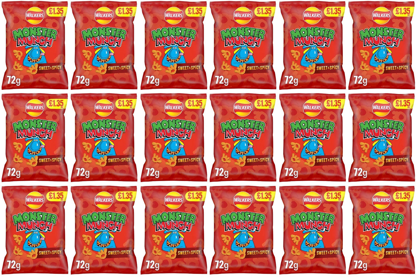 18 x Monster Munch Sweet & Spicy - 72GM