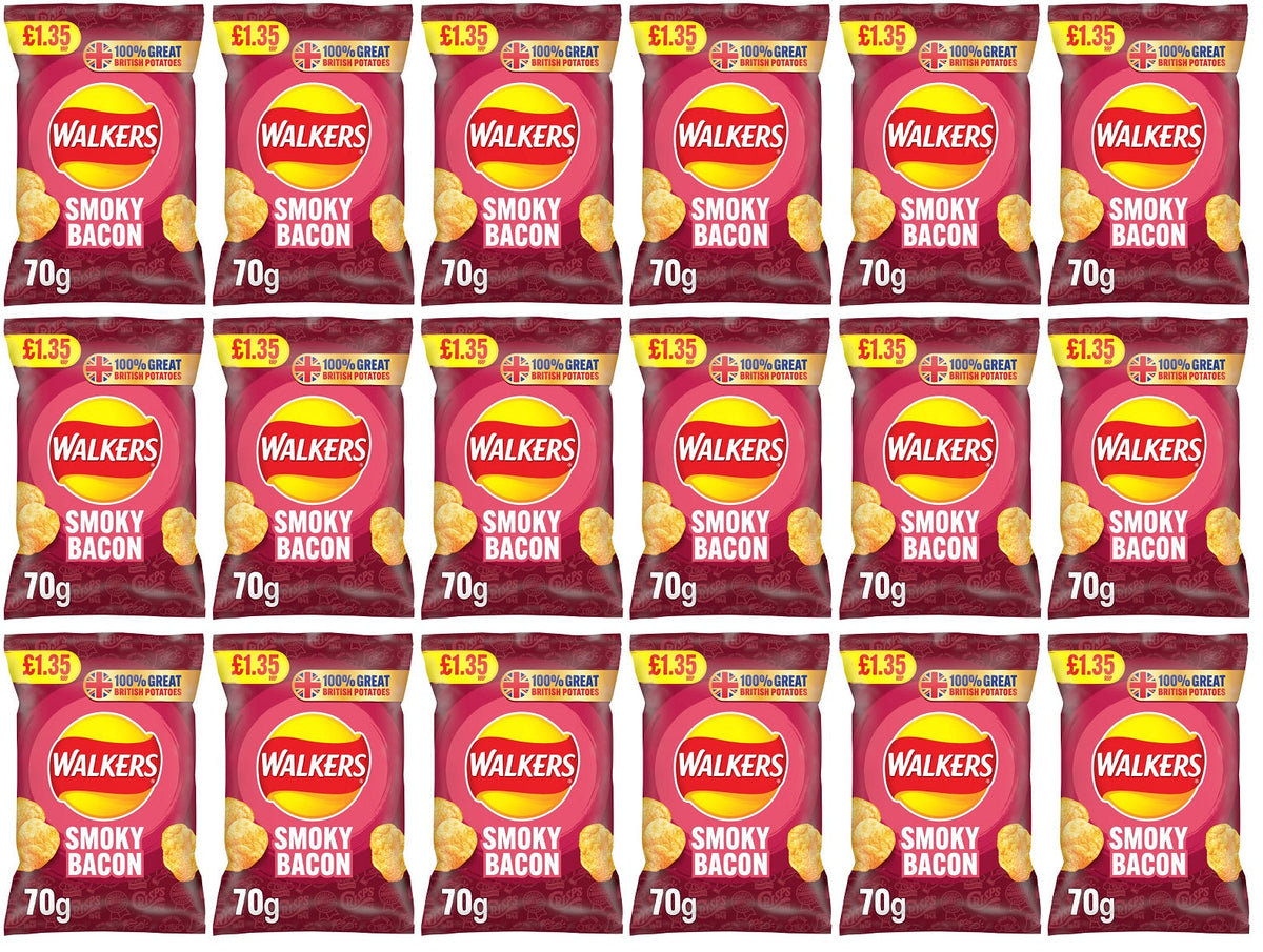 18 x Walkers Smoky Bacon - 70GM
