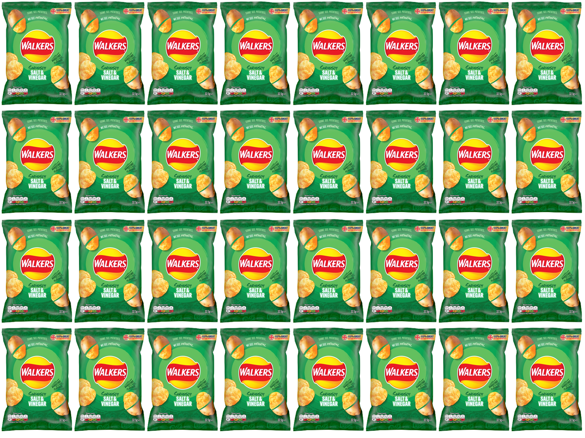 32 x Walkers Salt & Vinegar 32.5Gm