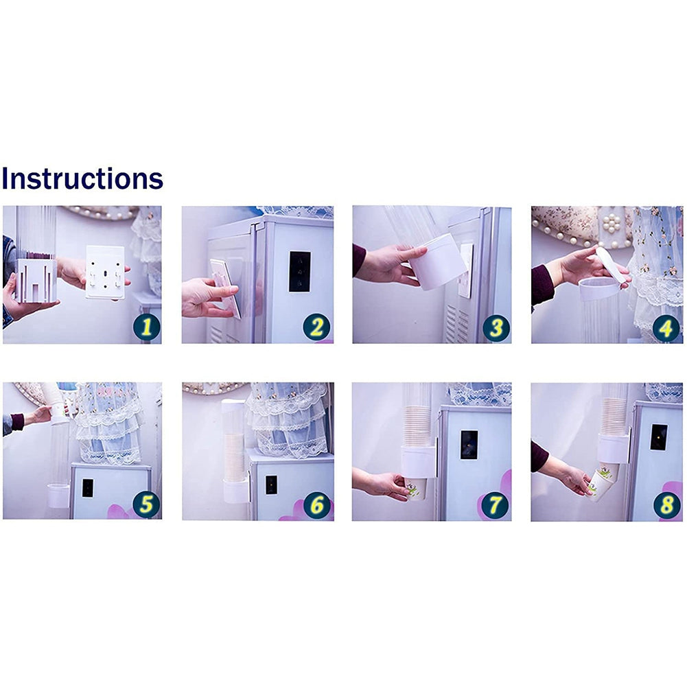 7Oz Cup Dispenser - Wall Mounted Holder for 3-7oz Disposable Cups Bathroom Water Dispenser