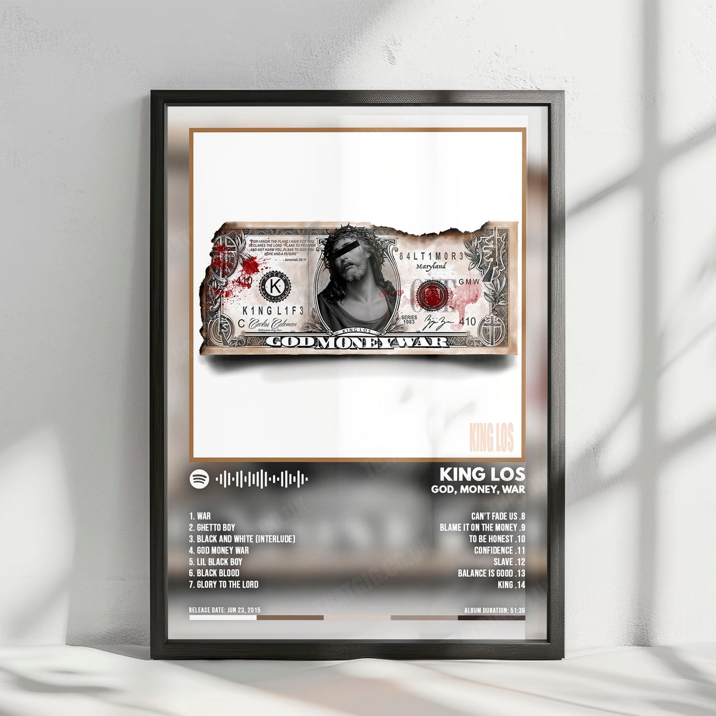 King Los "God" Album Cover Poster - with Complete Tracklist