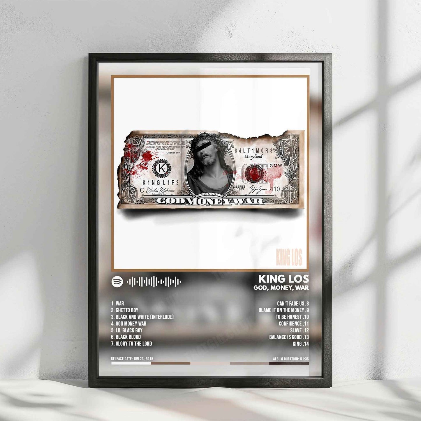 King Los "God" Album Cover Poster - with Complete Tracklist