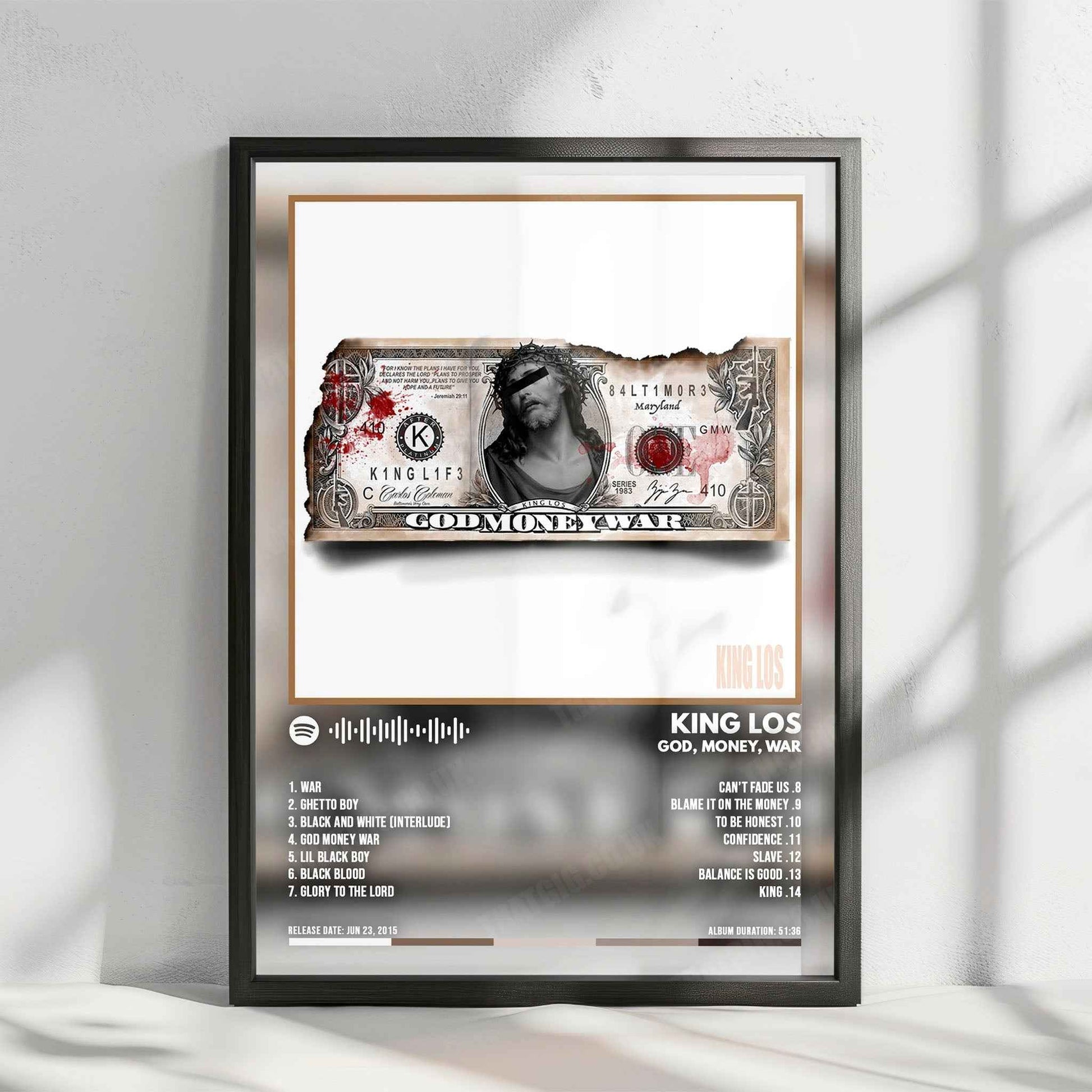 King Los "God" Album Cover Poster - with Complete Tracklist