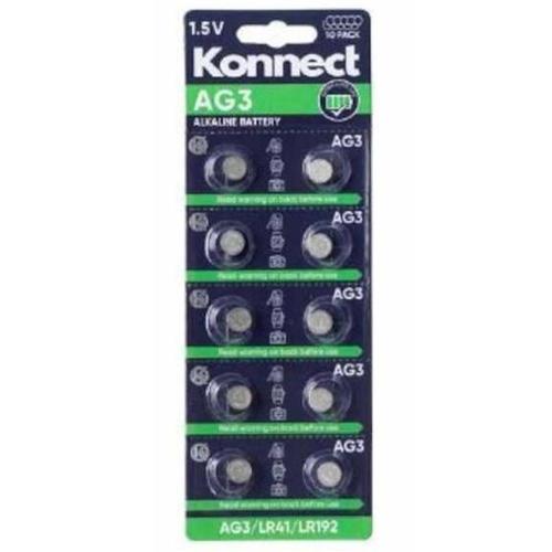 Konnect 10 Pack Alkaline Batteries AG3 LR41 Reliable Power Supply