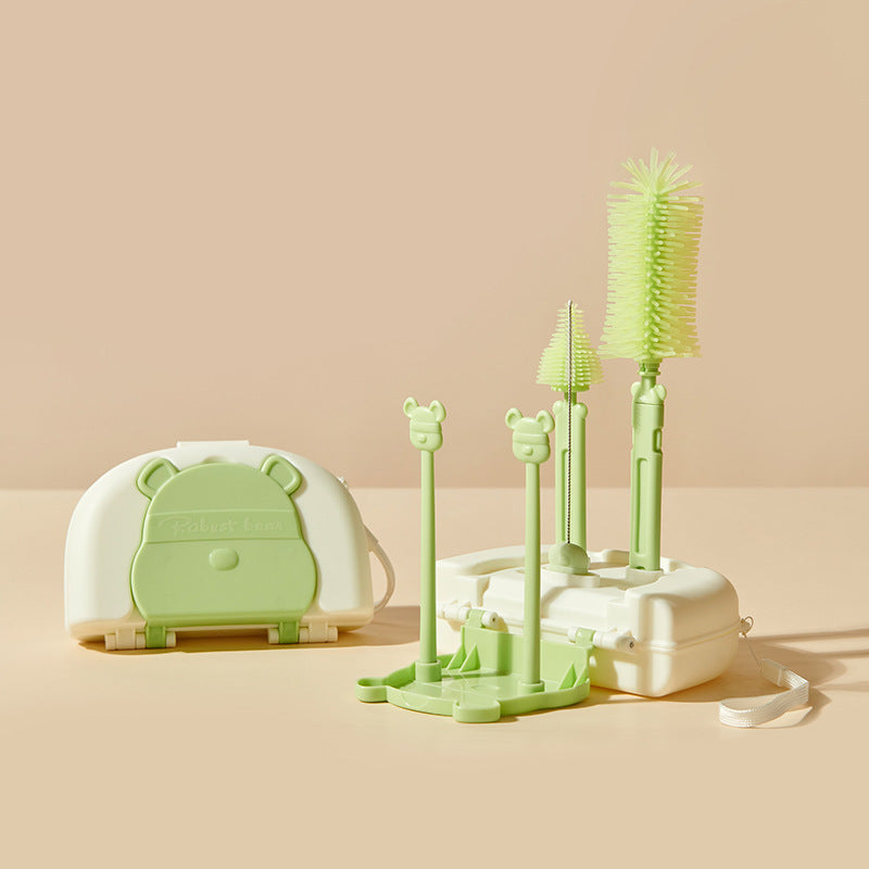 LittleSprout Silicone Baby Bottle Brush Set with Nipple Cleaner