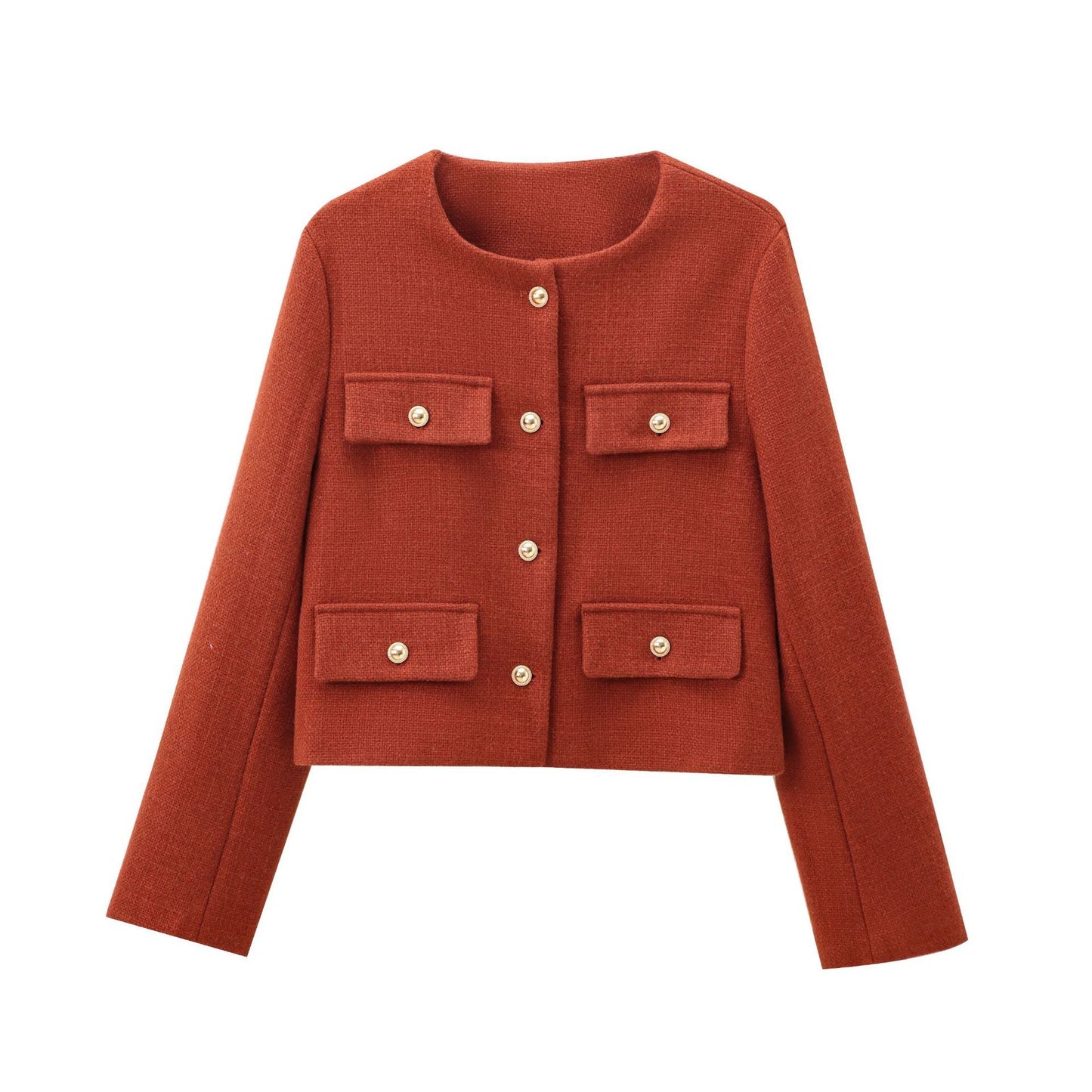 Multi-color Round Neck Casual Short Little Fragrance Style Blazer