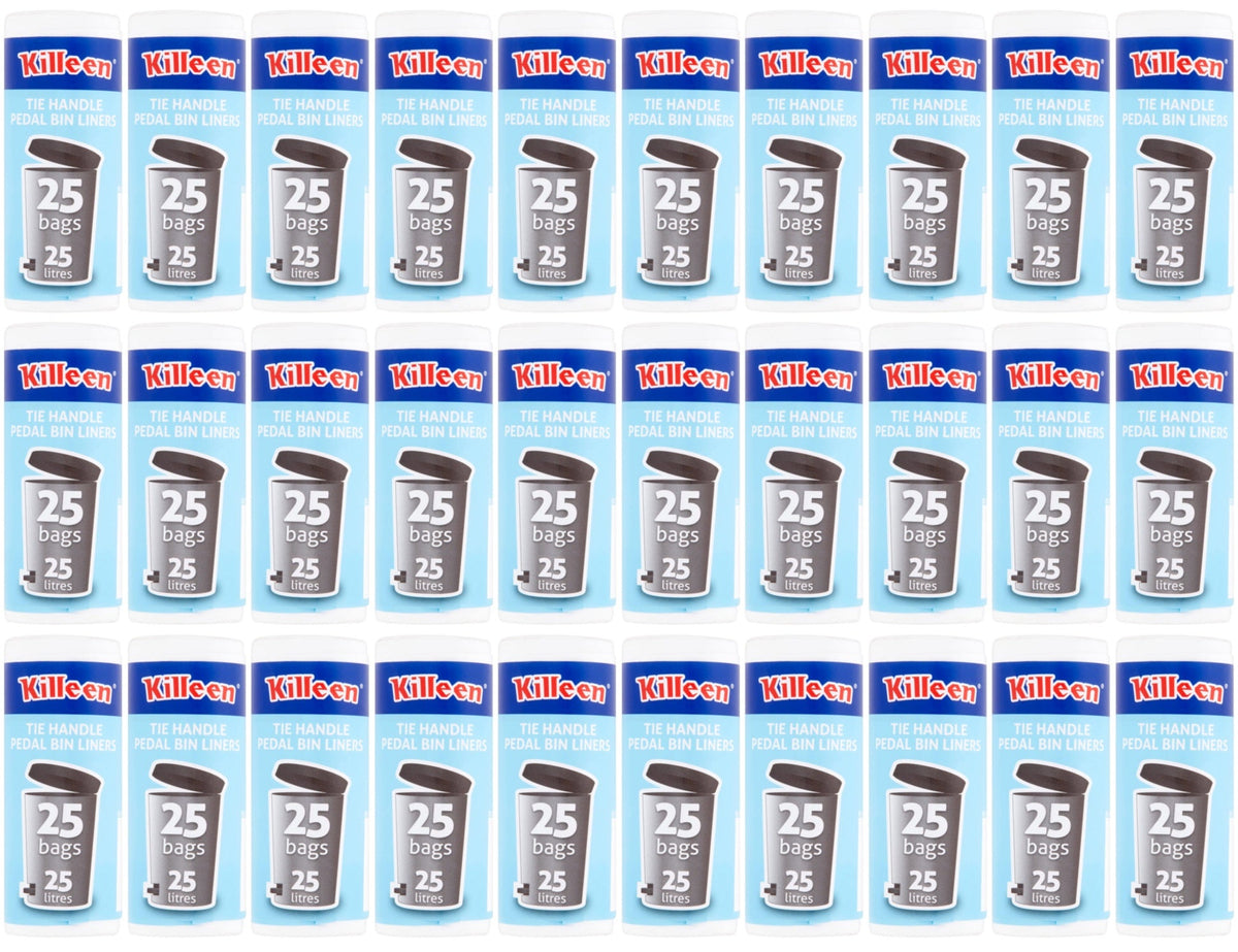 30 x Killeen Pedal Bin Liners Tie Handles 25 Litre - 25 PACK