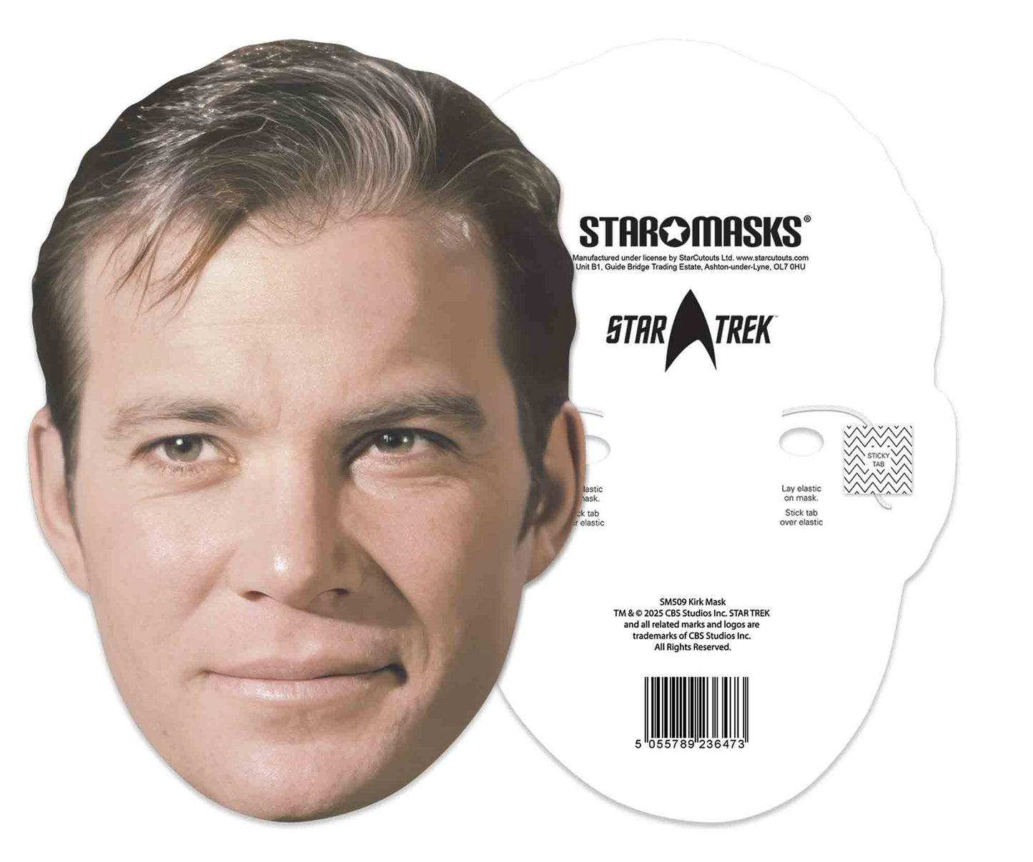 SM509 Captain Kirk Mask William Shatner Star Trek  - Includes Tabs and Elastic