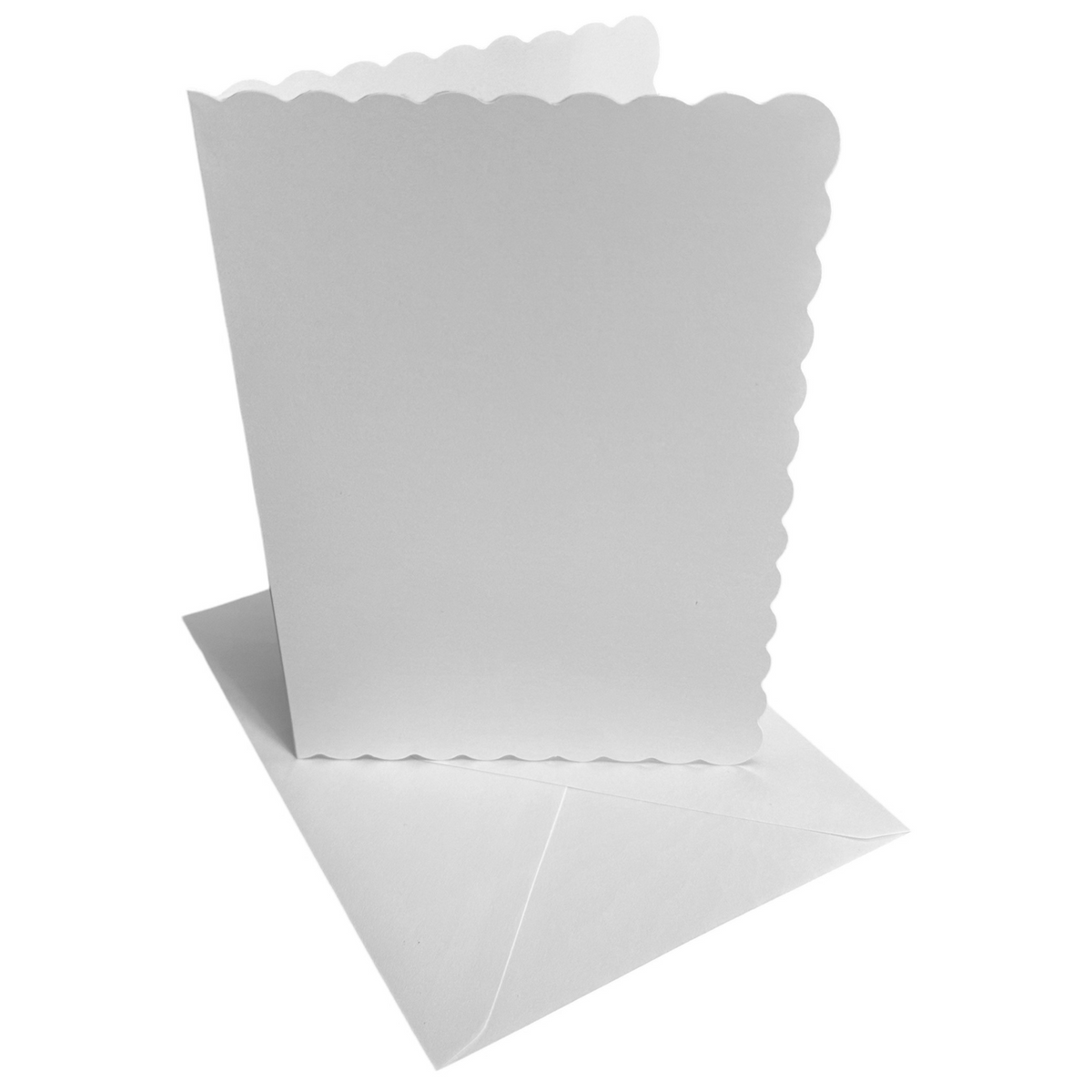 50 Pack - 5x7 Scalloped White Card Blanks & Envelopes - 300gsm