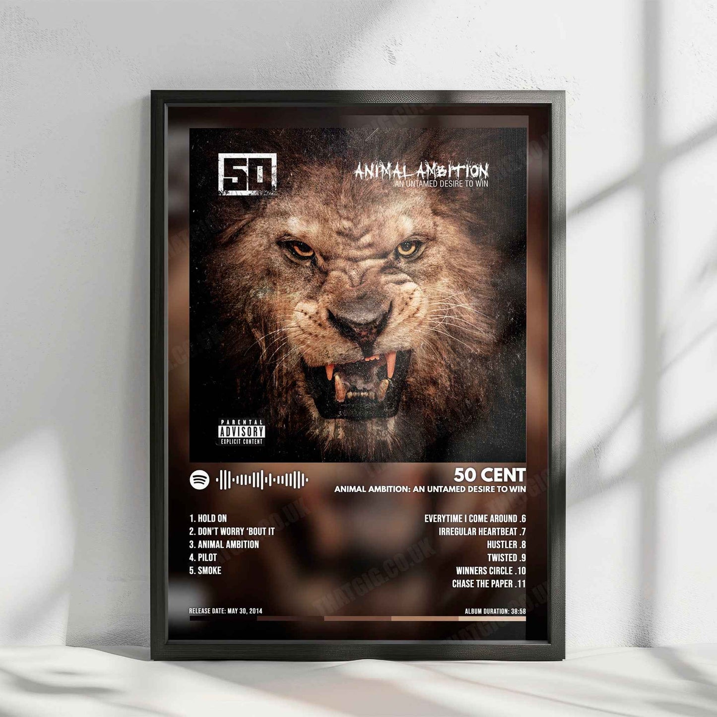 50 Cent "Animal Ambition" Album Cover Poster - with Complete Tracklist