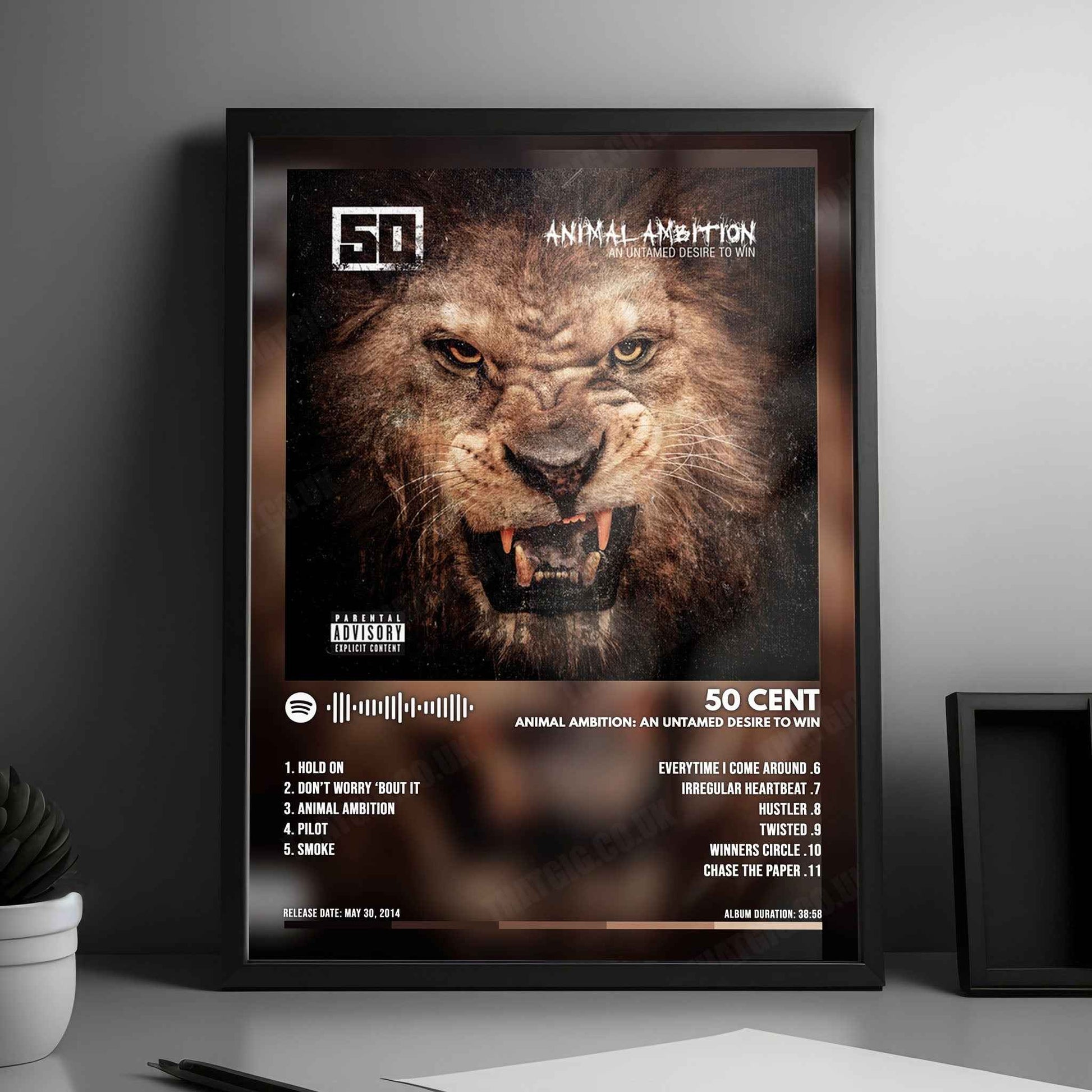 50 Cent "Animal Ambition" Album Cover Poster - with Complete Tracklist