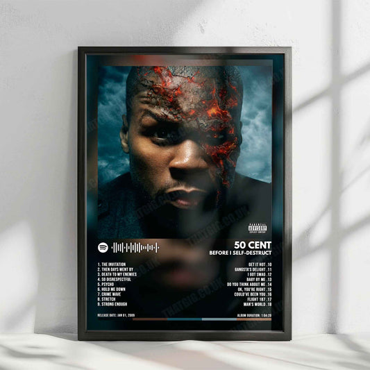 50 Cent "Before I Self Destruct" Album Cover Poster - with Complete Tracklist