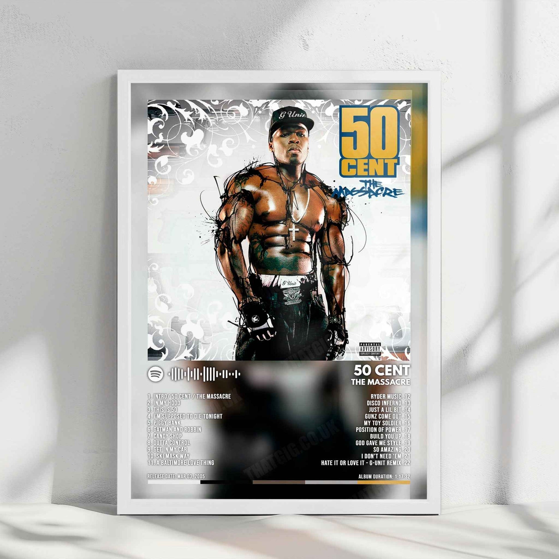 50 Cent "The Massacre" Album Cover Poster - with Complete Tracklist